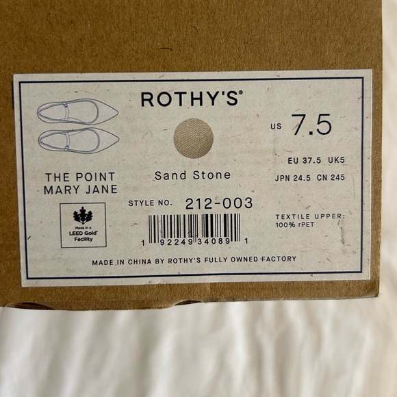 New in box Rothy's women’s size 7.5 Mary Jane pointed sandstone - Picture 8 of 10